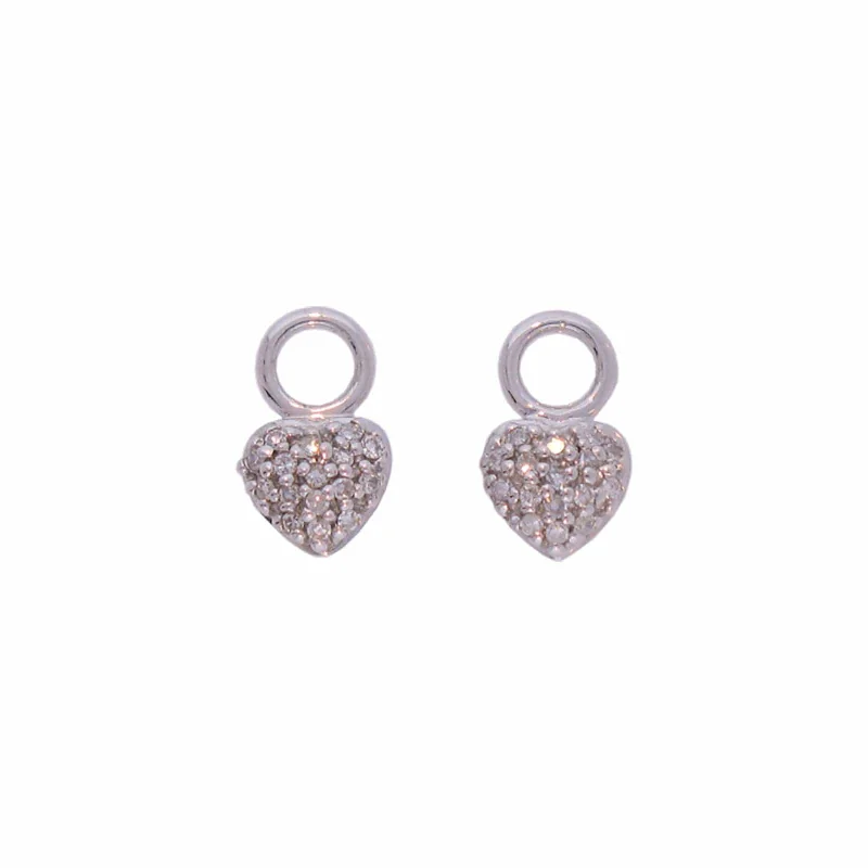 women’s radiant earrings-Petite Heart Charms with Diamonds