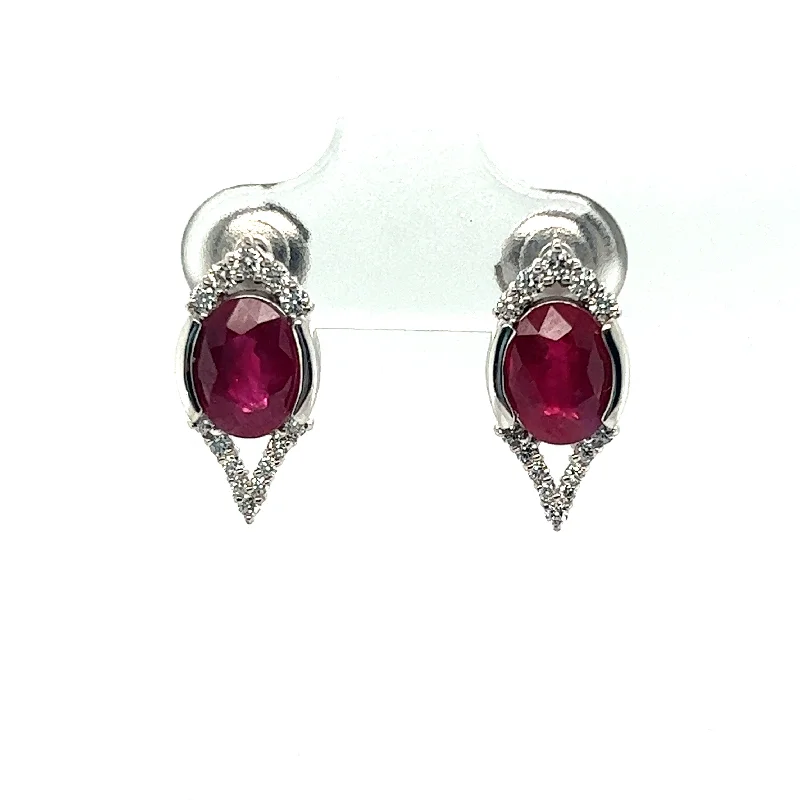 women’s dangling earrings-2.92 CTW RUBY AND DIAMOND EARRINGS