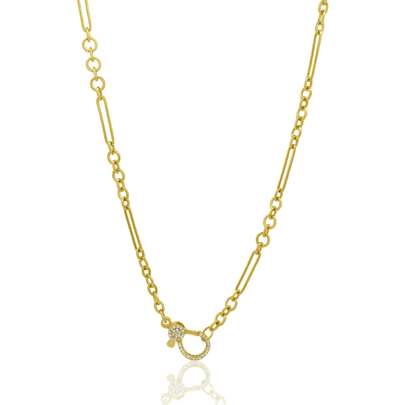 women’s chunky necklaces-14K YELLOW DIAMOND LOBSTER CLASP NECKLACE