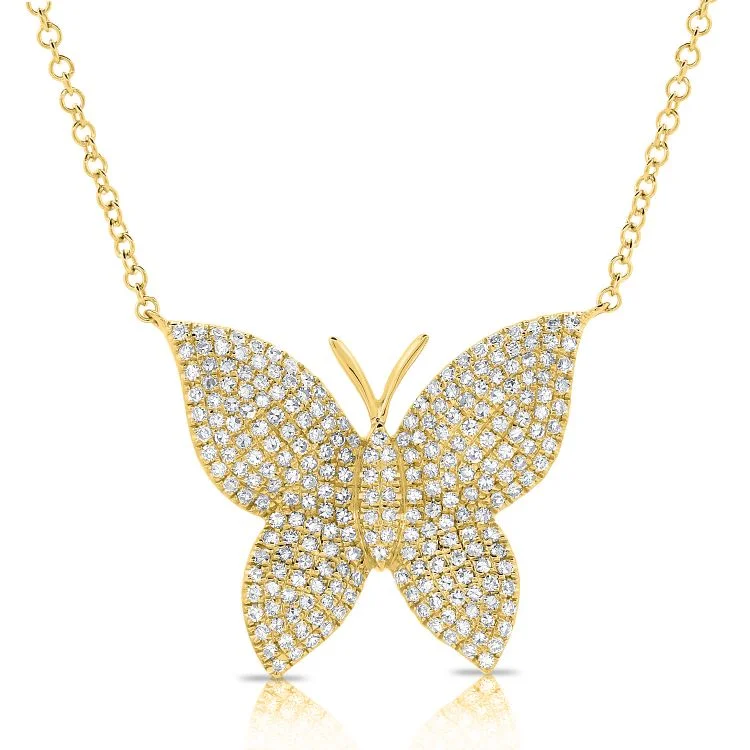 women’s choker necklaces-14K Rose Diamond Large Butterfly Necklace