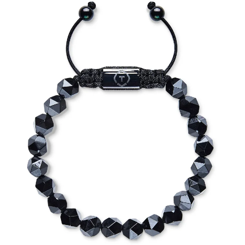 women’s stretch bracelets-Faceted Onyx