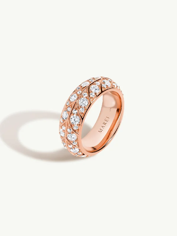 women’s statement diamond rings-Palmyra Eternity Band With Brilliant White Diamonds In 18K Rose Gold, 8mm