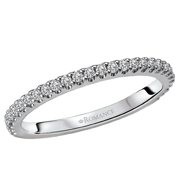 women’s diamond solitaire rings-14K White Gold Romance Collection Wedding Band.