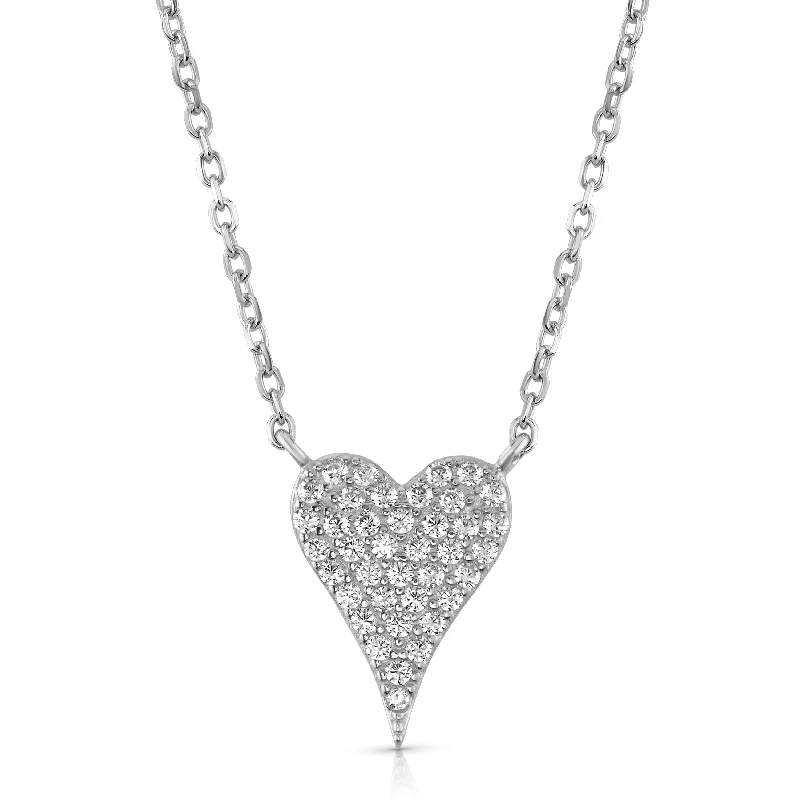 women’s adjustable necklaces-POINTED HEART NECKLACE, SILVER