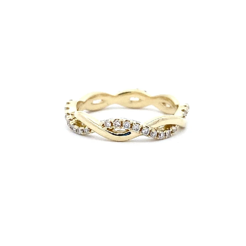 women’s halo engagement rings-14K Yellow Gold 0.27ctw Round Diamond Twist Wedding Band