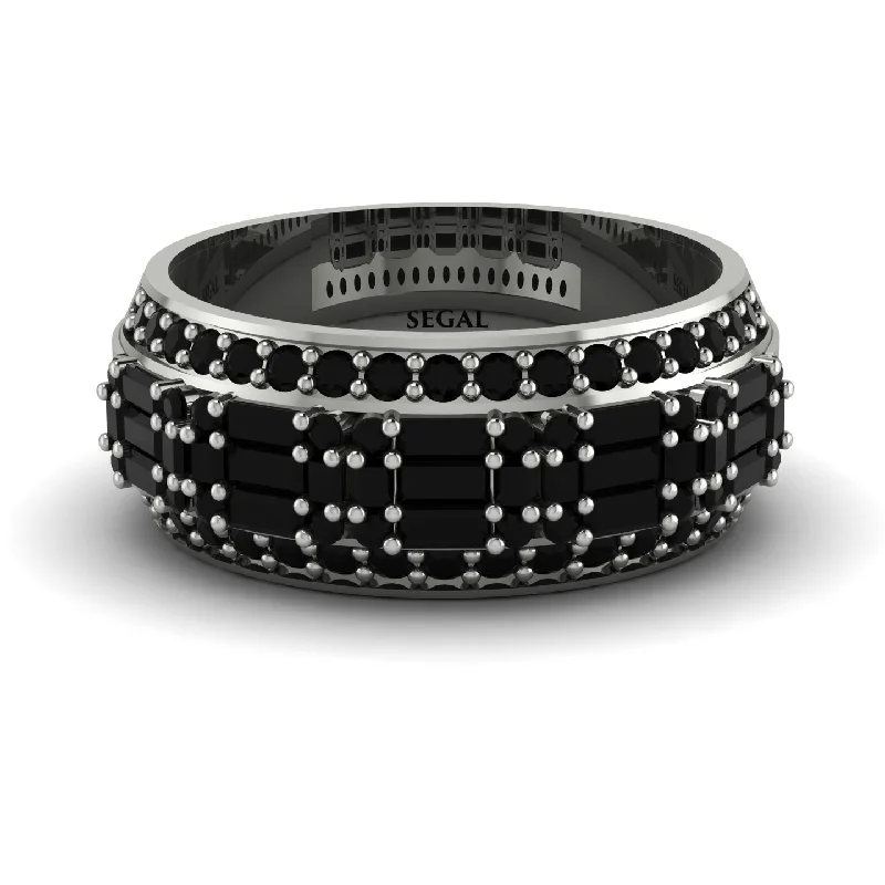 women’s engagement rings with colored diamonds-Baguette Black Diamond Eternity Wedding Band - Billy No. 39