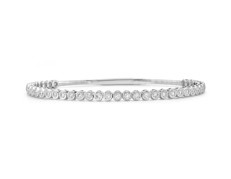 women’s fashion bracelets-Bezel Flex Bangle