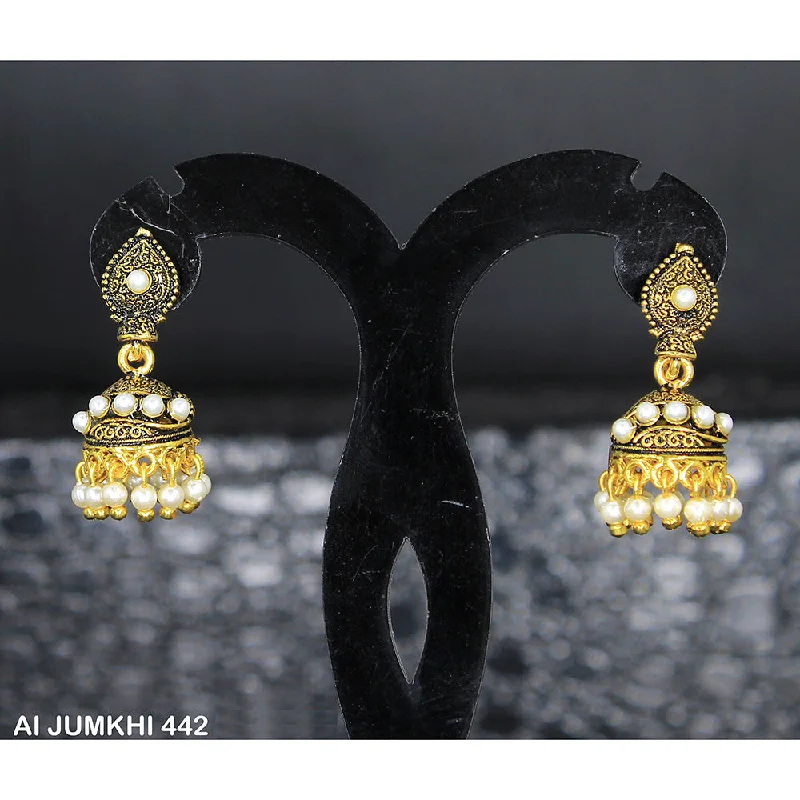 women’s luxury hoop earrings-Mahavir Gold Plated Pearl Jhumki Earrings -AI Jumkhi 442