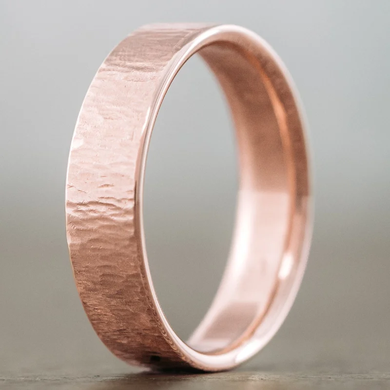 women’s gold engagement rings-The Alder | Men's Tree Bark Textured Rose Gold Wedding Band