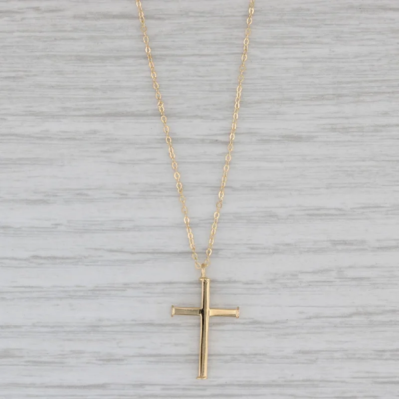 women’s matching necklaces-Cross Pendant Necklace 14k Yellow Gold 16" 18" Cable Chain