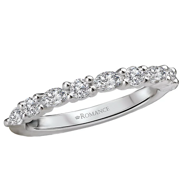 women’s platinum engagement rings-14K White Gold Romance Collection Wedding Band.