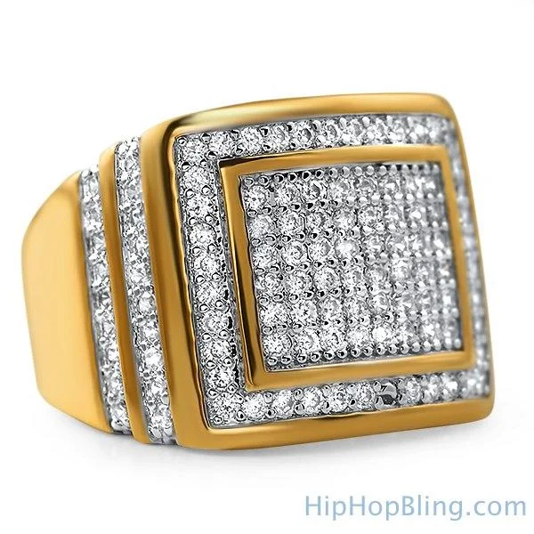 women’s fashion rings with diamonds-Step Up Gold CZ Ring