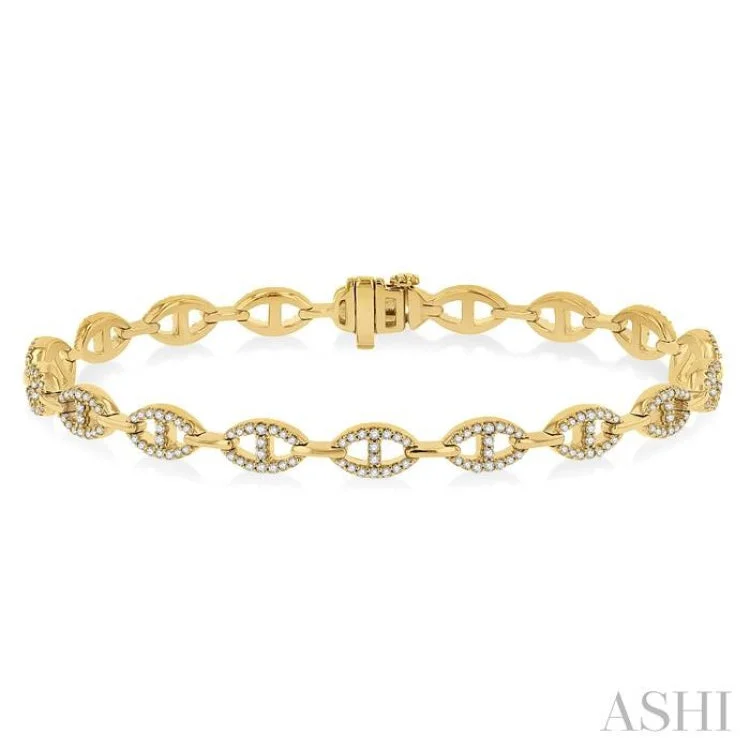 women’s rose gold bracelets-1 Ctw Divided Open Link Round Cut Diamond Bracelet in 14K Yellow Gold