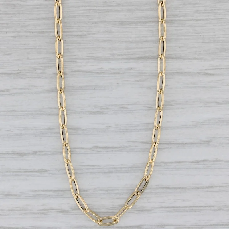 women’s chain necklaces-Elongated Paperclip Chain Necklace 14k Yellow Gold 18" 3mm