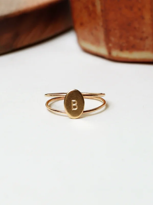 women’s adjustable silver rings-Initial Halo Ring