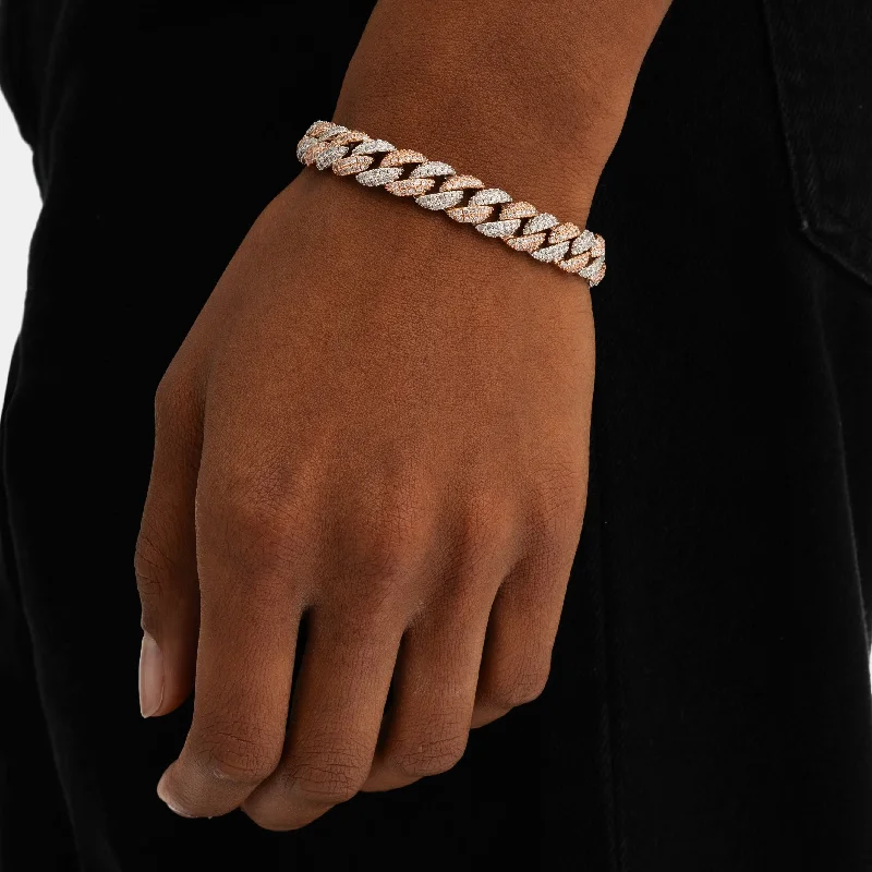 women’s stackable bracelets-8.5mm Iced Cuban Bracelet 2-Tone