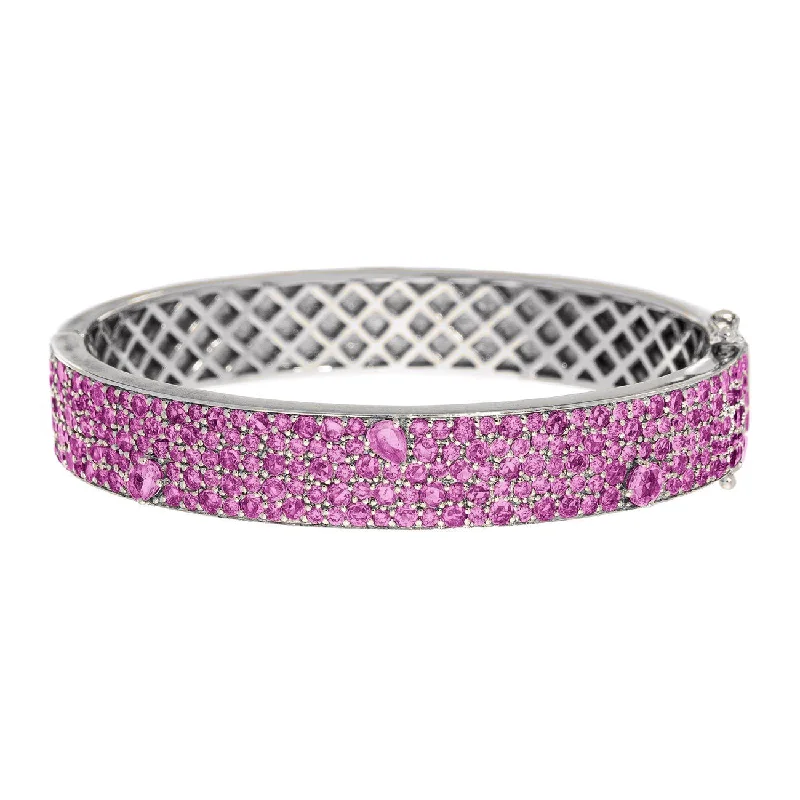 women’s elegant bracelets-Stardust Bangle Silver Pink Sapphire