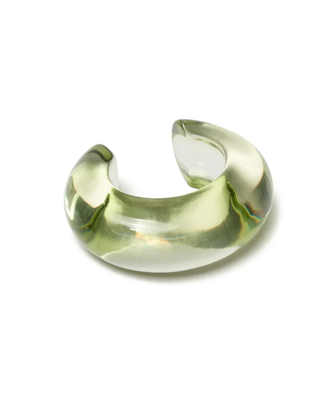 women’s sterling silver bracelets-Arc Cuff in Lime