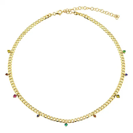 women’s layered chain necklaces-14k Yellow Gold Rainbow Cuban Link Chain Necklace