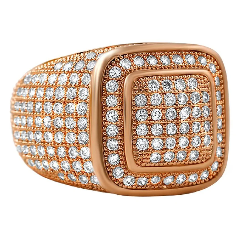 women’s rings-Classy Rose Gold CZ Bling Bling Ring