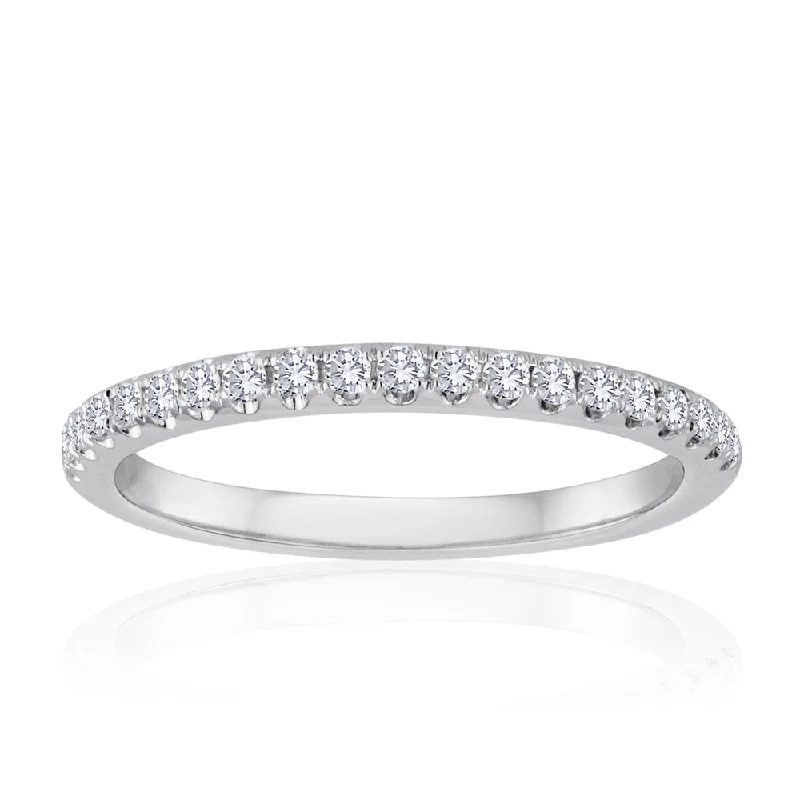 women’s vintage diamond rings-Diamond Wedding Band in White Gold