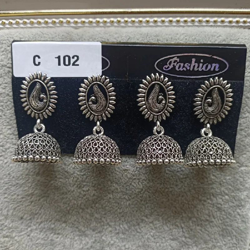 women’s fancy earrings-Tahura Oxidized Plated Pack Of 24  Jhumki Earrings - TAHEAR03