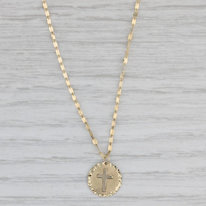 women’s exclusive necklaces-Reversible Cross Token Pendant Necklace 14k Yellow Gold 18" Gucci Chain