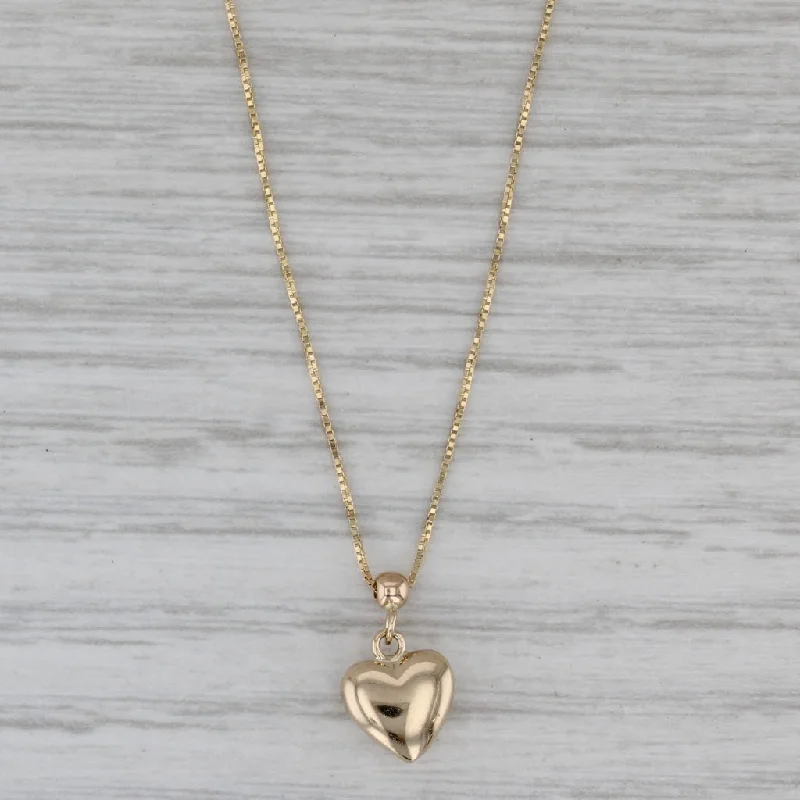 women’s colorful chain necklaces-Small Heart Pendant Necklace 14k Yellow Gold 16.25" 18.25" Box Chain