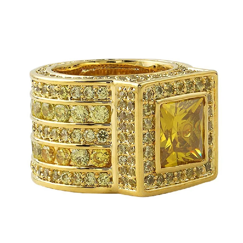 women’s birthstone stack rings-Bling Bling Ring Canary Gold Lemonade Square President