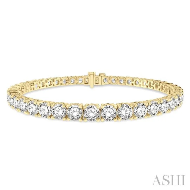 women’s bracelet sets-10 Ctw Round Cut Diamond Tennis Bracelet in 14K Yellow Gold