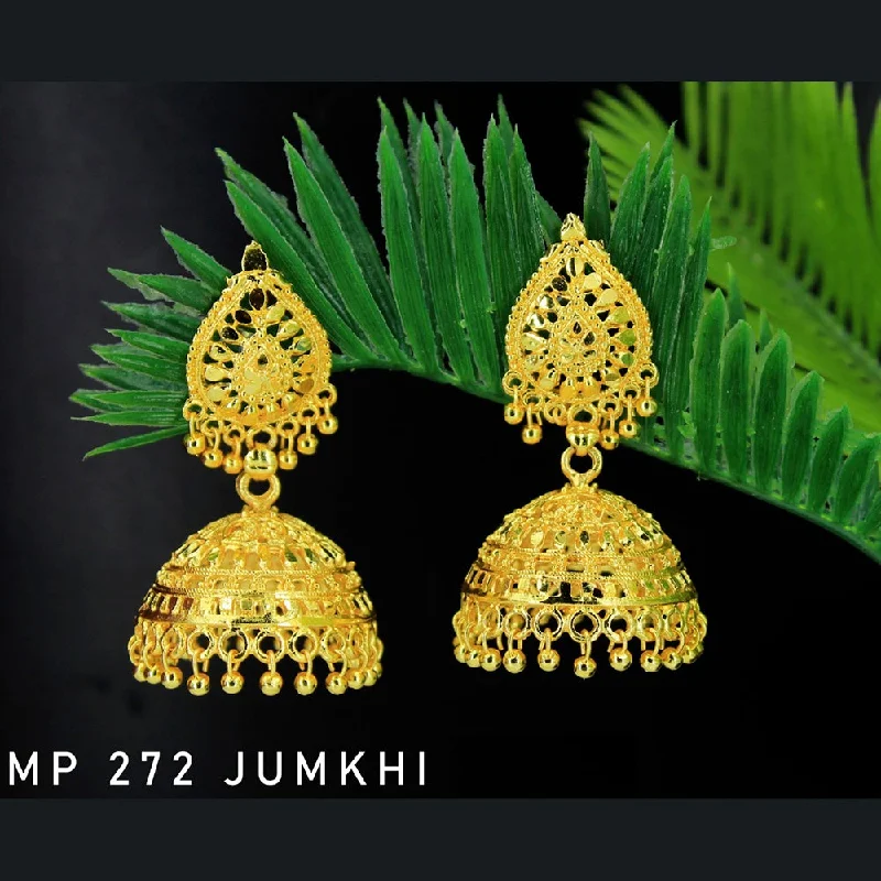 women’s gold drop earrings-Mahavir Forming Gold Plated Jhumki Earrings  - MP 272 Jumkhi