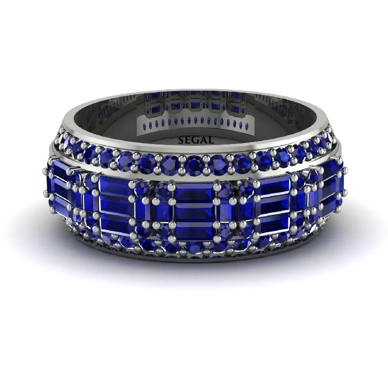 women’s vintage style engagement rings-Baguette Sapphire Eternity Wedding Band - Billy No. 75