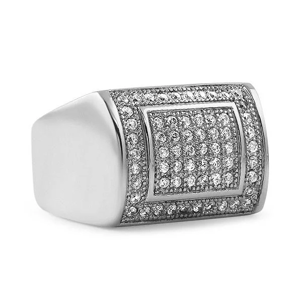 women’s eternity rings-Iced Out Ring CZ Stainless Steel Hip Hop Style