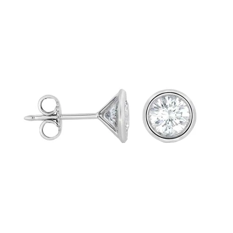 women’s artistic earrings-Diamond Bezel Set Stud Earrings