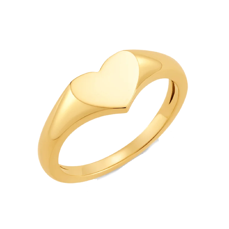 women’s gemstone wedding rings-Heart Signet Ring