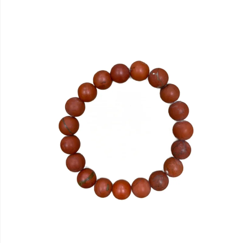 women’s charm bracelets-Matte Red Jasper 10mm