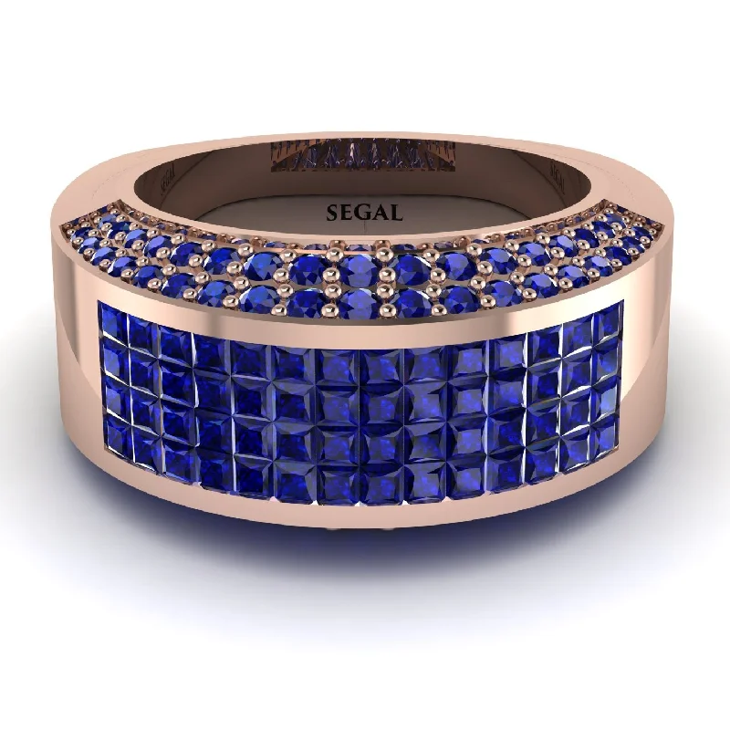 women’s engagement rings with colored diamonds-Sapphire Cluster Wide Fancy Wedding Band - Kyla No. 74