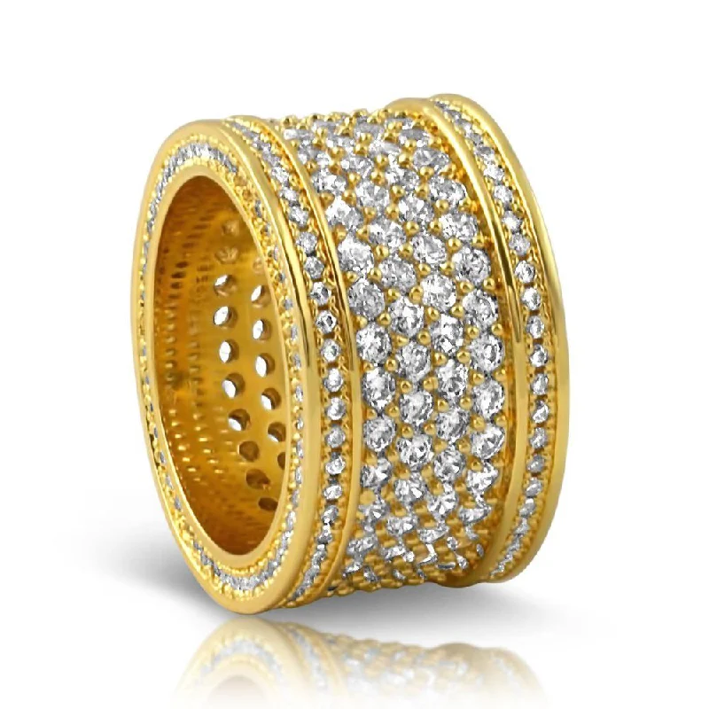 women’s antique rings-Fat 6 Row Eternity Bling Bling CZ Ring in Gold