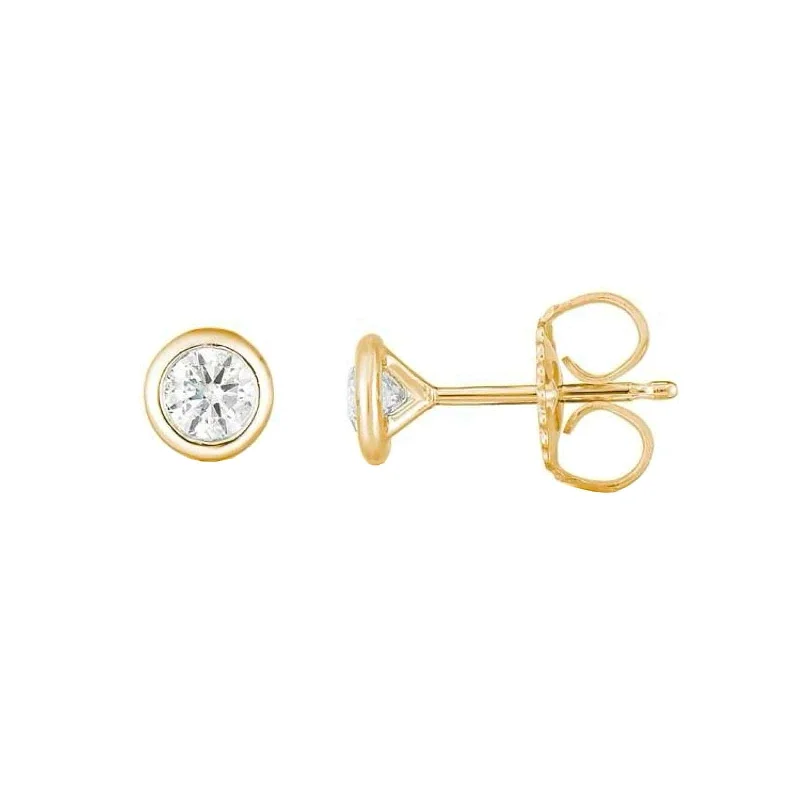 women’s stacked earrings-Diamond Bezel Set Stud Earrings