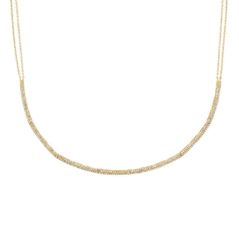 women’s luxury pearl necklaces-DAZZLING BAR LINK DIAMOND NECKLACE, 14kt GOLD