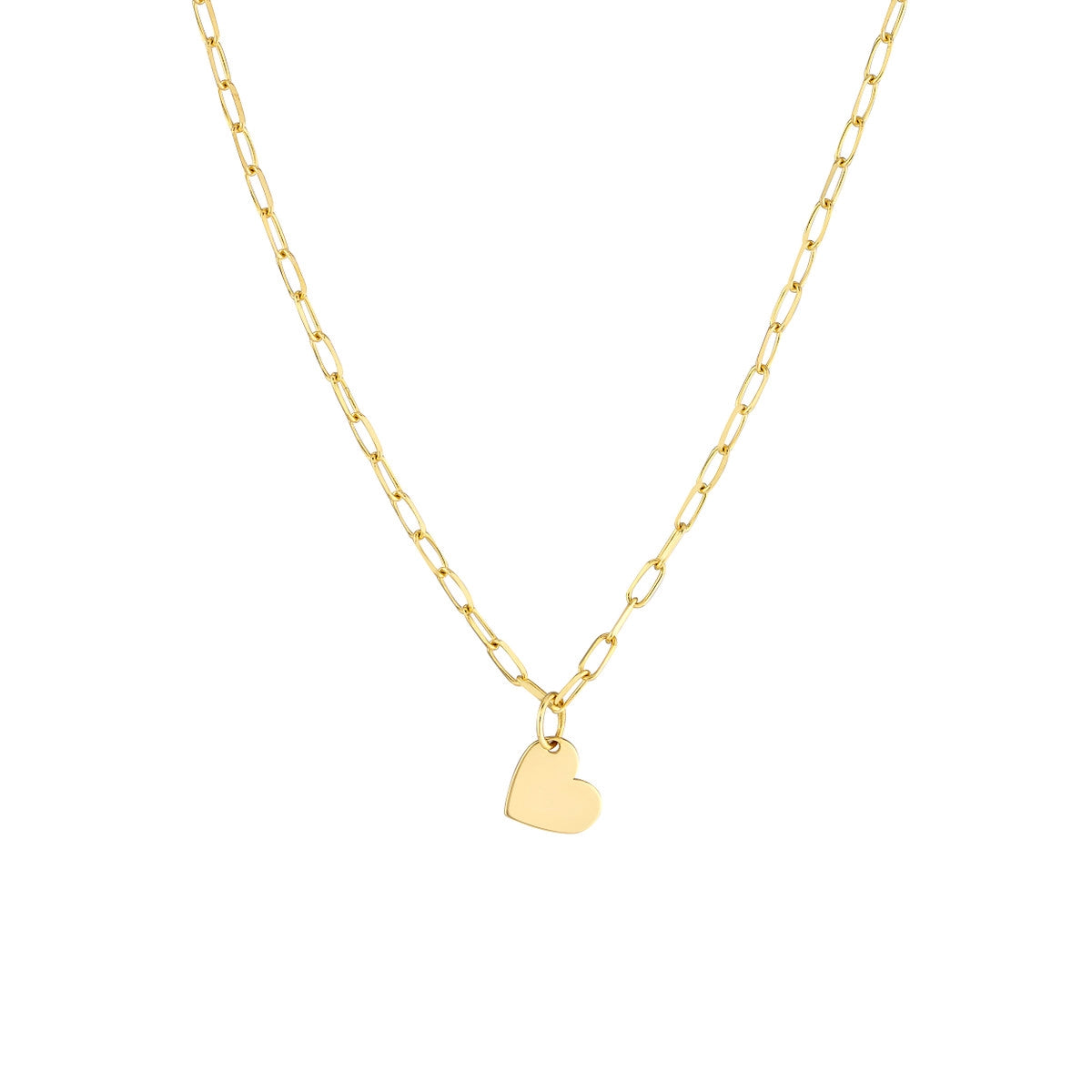 women’s trendy necklaces-14K Yellow Gold Dangle Heart Paperclip Necklace