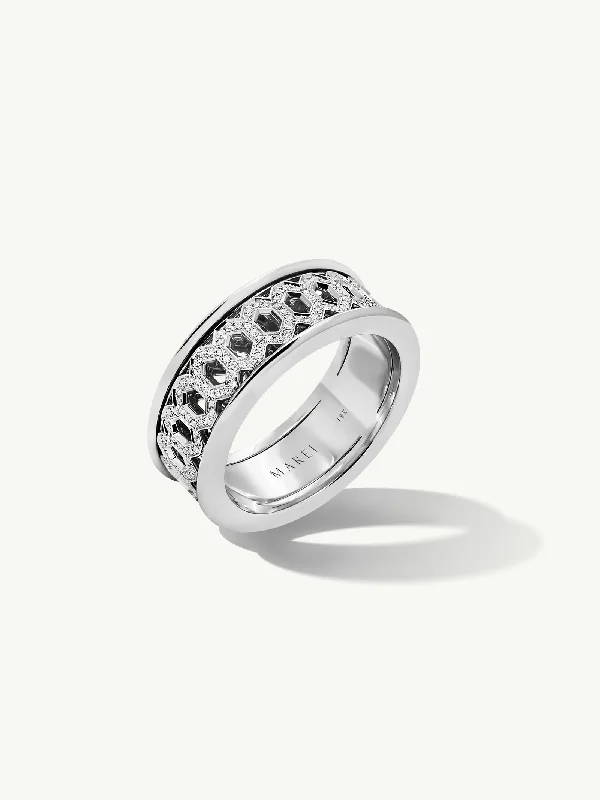 women’s vintage engagement rings-Amanti Infinity Spinning Ring With Pavé-Set Brilliant White Diamonds In 18K White Gold