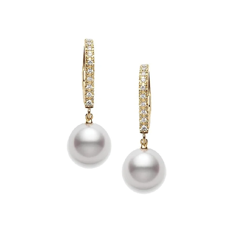 women’s small hoop earrings-Akoya Cultured Pearl and Diamond Classic Earrings