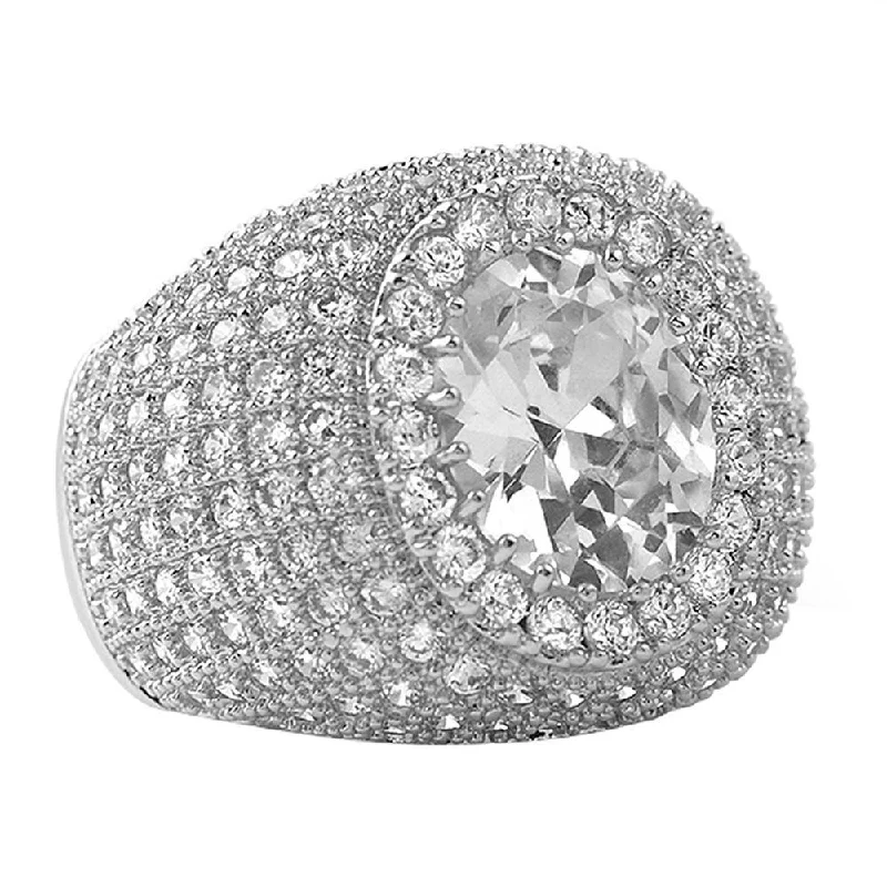 women’s diamond solitaire rings-Masterpiece Rhodium CZ Bling Bling Ring