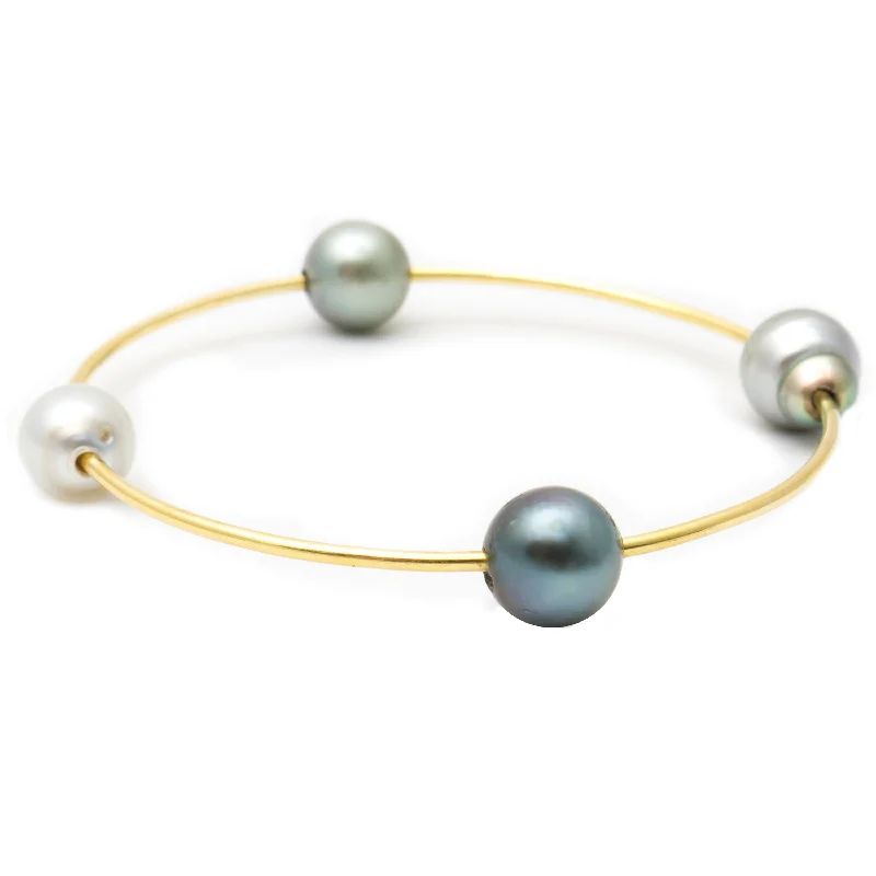 women’s silver bangle sets-Pearl Bangle