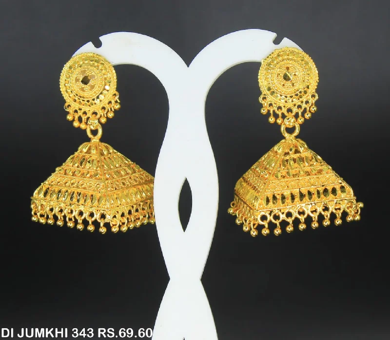 women’s gold stud earrings-Mahavir Gold Plated Jhumki Earrings  - DI Jumkhi 343