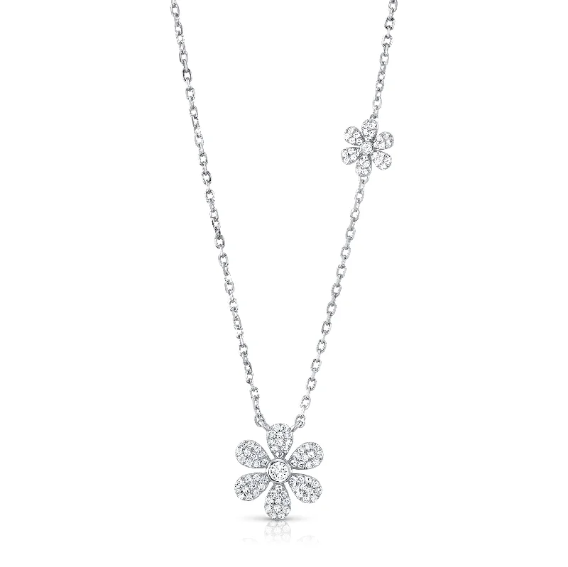 women’s vintage necklaces-DOUBLE SWEET DAISY NECKLACE, SILVER