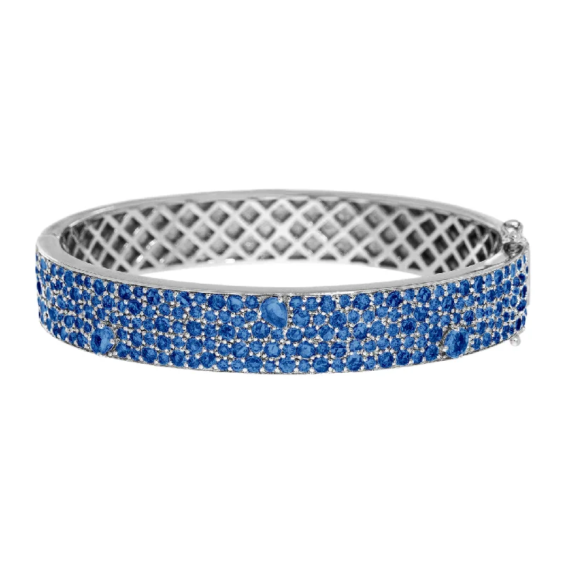 women’s crystal bangles-Stardust Bangle Silver Sapphire