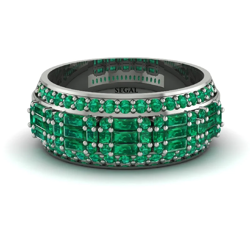 women’s handcrafted engagement rings-Baguette Emerald Eternity Wedding Band - Billy No. 21