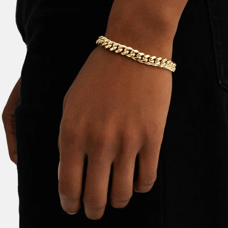 women’s bangles-8mm Cuban Link Bracelet Gold